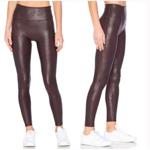 Spanx faux leather legging Size M Wine color
